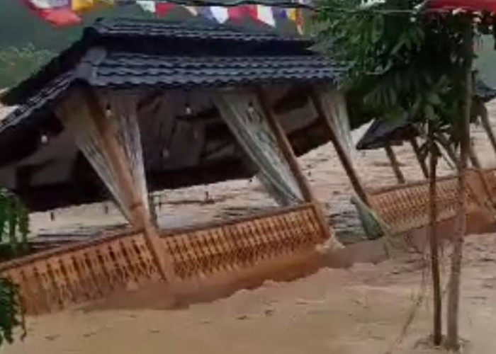 Sungai Lematang Naik, Arus Sungai Hanyutkan Lesehan Pagar Lematang