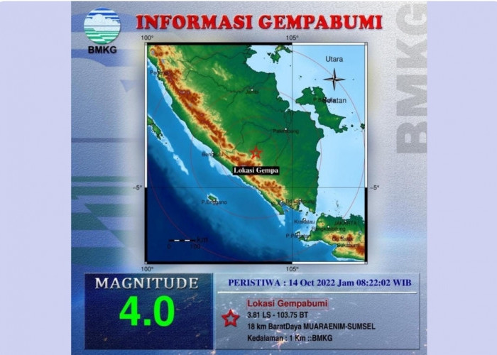 Gempa Berkekuatan 4,0 Guncang Muara Enim