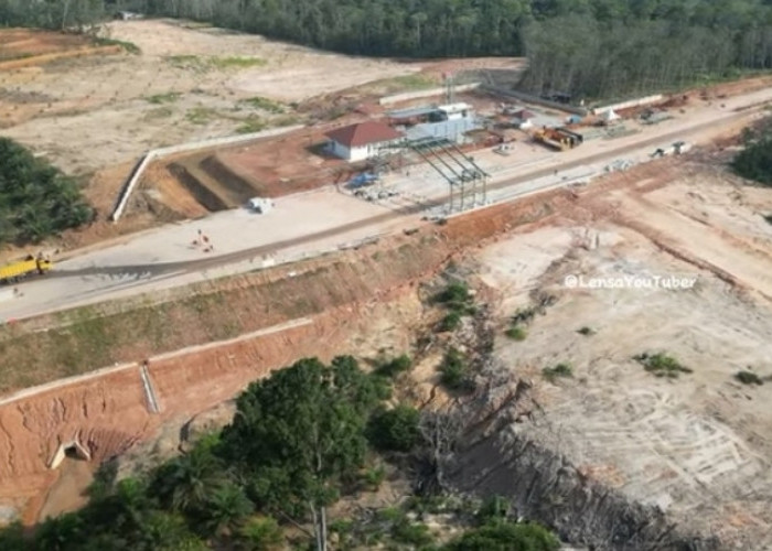 Perkembangan Pembangunan Tol Bayung Lencir - Tempino, Pintu Tol di Muara Jambi Ini Mulai Terlihat