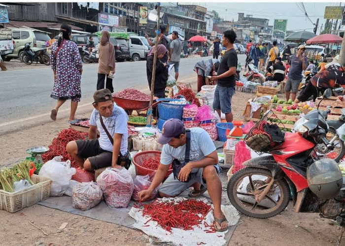 Lapak Pedagang Pasar Pagi Sungai Lilin Penuhi Bahu Jalintim Palembang - Jambi, Ganggu Arus Lalu Lintas