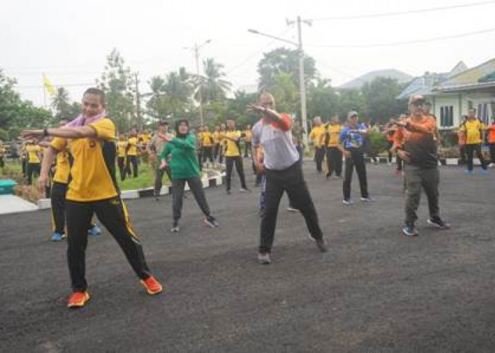 Pupuk Kebersamaan, TNI Polri dan Pemkab Muba Senam Bareng