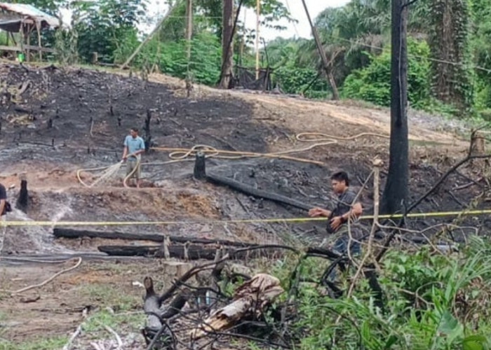 Kebakaran Sumur Minyak Ilegal Di Desa Keban I, Polsek Sanga Desa Tangkap Pelaku