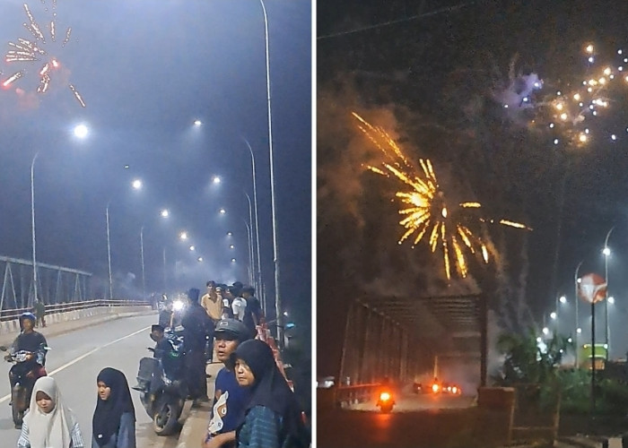 Malam Tahun Baru di Sungai Lilin Semarak, Jembatan Jadi Titik Favorit Warga Berkumpul