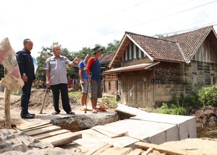 Pj Bupati dan Ketua DPRD Tinjau  Drainase yang Jebol di Desa Tanah Abang Kecamatan Batang Hari Leko