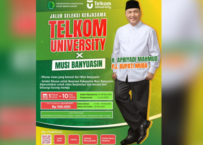 Pemkab Muba Kembali Buka Program Kuliah Gratis di Universitas Telkom Bandung, Ini Syarat dan Jadwalnya