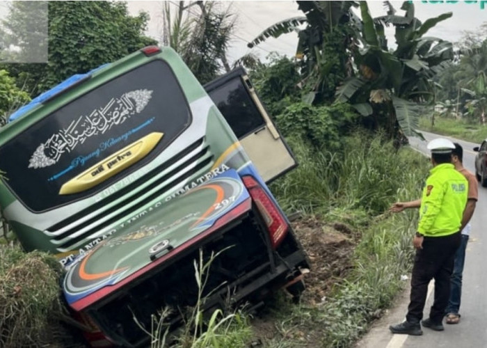 Sopir Hindari Tabrakan, Bus ALS Kecelakaan di Bayung Lencir