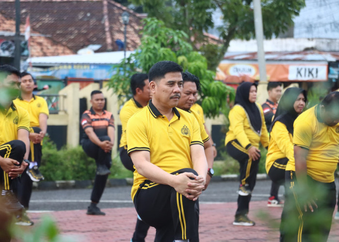 Bangun Soliditas Lewat Olahraga, Polres Muba dan Bhayangkari Kompak Senam Bersama