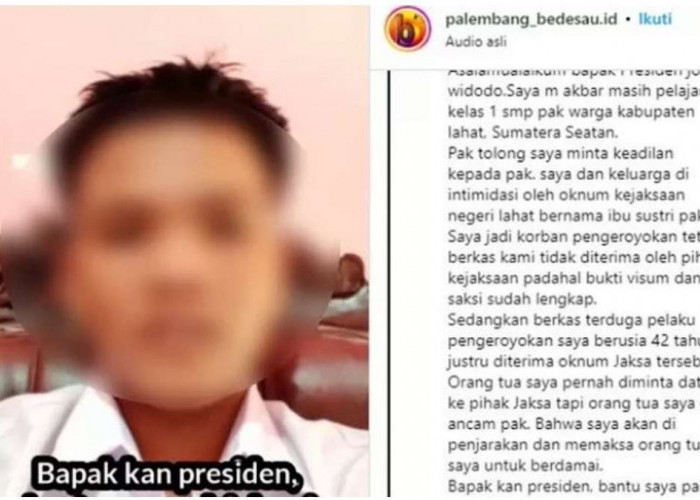 Muncul Video Siswa SMP di Lahat Bikin Heboh, Ngaku Diancam Oknum Jaksa, Minta Tolong Presiden Jokowi