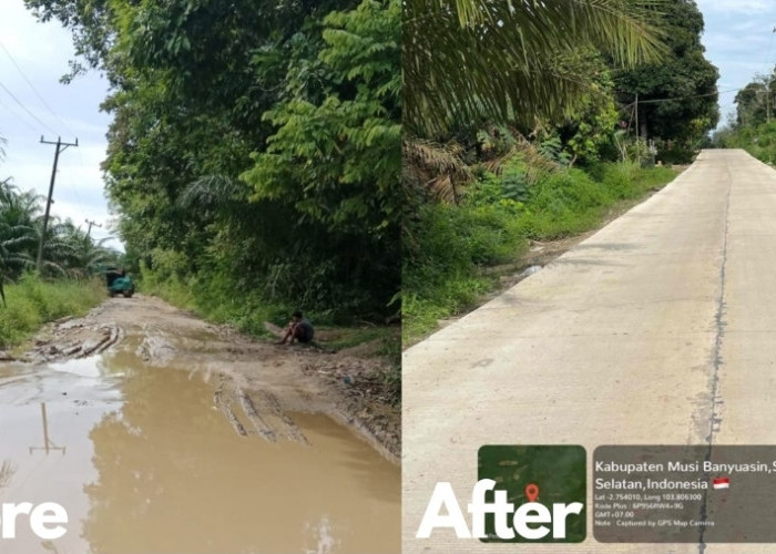 Dari Jalan Tanah ke Beton, Jalan Simpang Sari–Bandar Jaya Kini Jadi Nadi Ekonomi Baru Muba