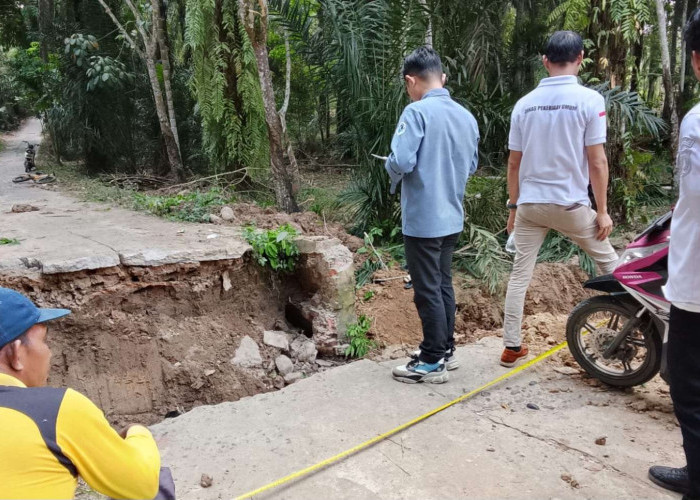 Jembatan Penghubung Antar Dusun di Desa Sukadamai Baru Ambruk, Pihak PU Langsung Tinjau Ke Lapangan  ​
