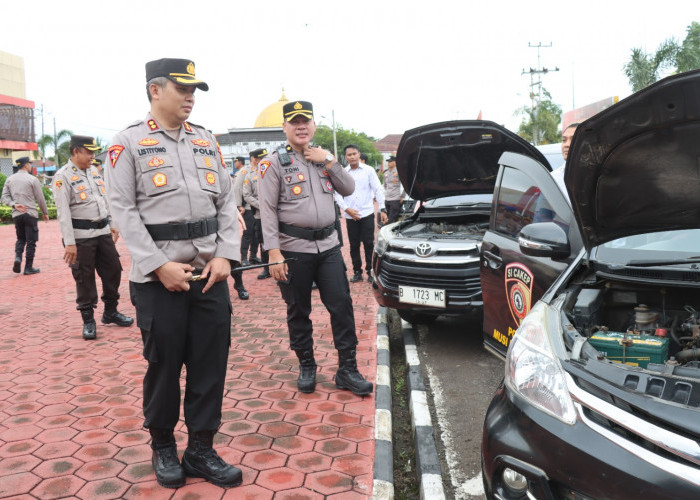 Pastikan Kesiapan Operasi Ketupat Musi, Kapolres Muba Cek Kendaraan Dinas Personil 