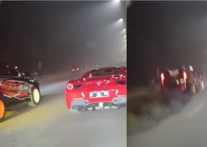 Viral Aksi Balap Liar Mobil Ferrari dan Pajero Sport di Jakabaring, Ini Tindakan Satlantas Poltabes Palembang