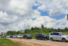 H-3 Arus Lalu Lintas di Sekitar Pasar Sungai Lilin Padat Merayap, Didominasi Kendaraan Pemudik