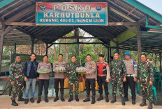 Sambut HUT ke-81 TNI, Polsek Sungai Lilin Bersama Polsek Babat Supat dan Keluang Sambangi Koramil