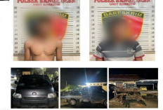 Polisi dan Warga Kompak Hentikan Pick-Up Pengangkut Pipa Curian di Sanga Desa