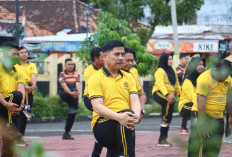 Bangun Soliditas Lewat Olahraga, Polres Muba dan Bhayangkari Kompak Senam Bersama