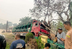 Truk Fuso Bermuatan Motor Hantam Pagar SMPN 1 Sungai Lilin dan Tiang Listrik, Aliran Listrik Padam